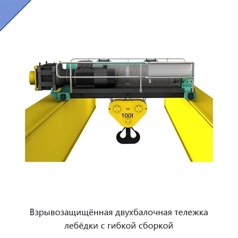 Взрывозащищённая двухбалочная тележка лебёдки с гибкой сборкой