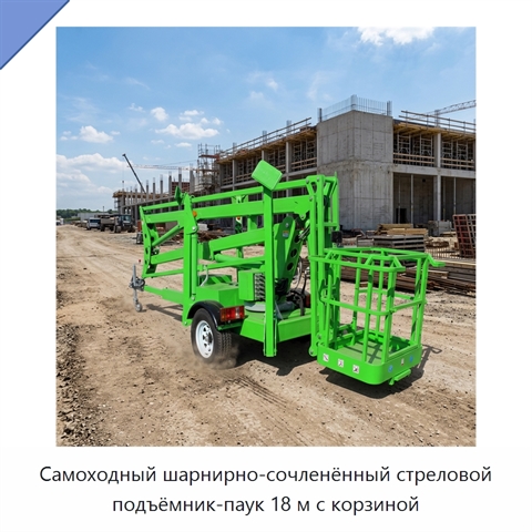 Самоходный шарнирно-сочленённый стреловой подъёмник-паук 18 м с корзиной