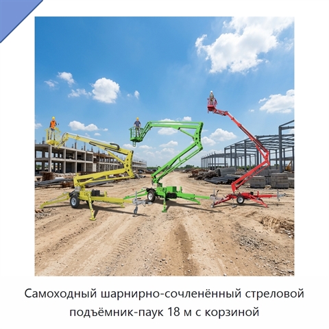Самоходный шарнирно-сочленённый стреловой подъёмник-паук 18 м с корзиной