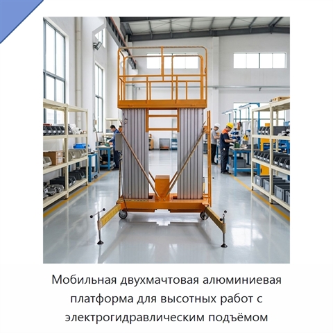Мобильная двухмачтовая алюминиевая платформа для высотных работ с электрогидравлическим подъёмом