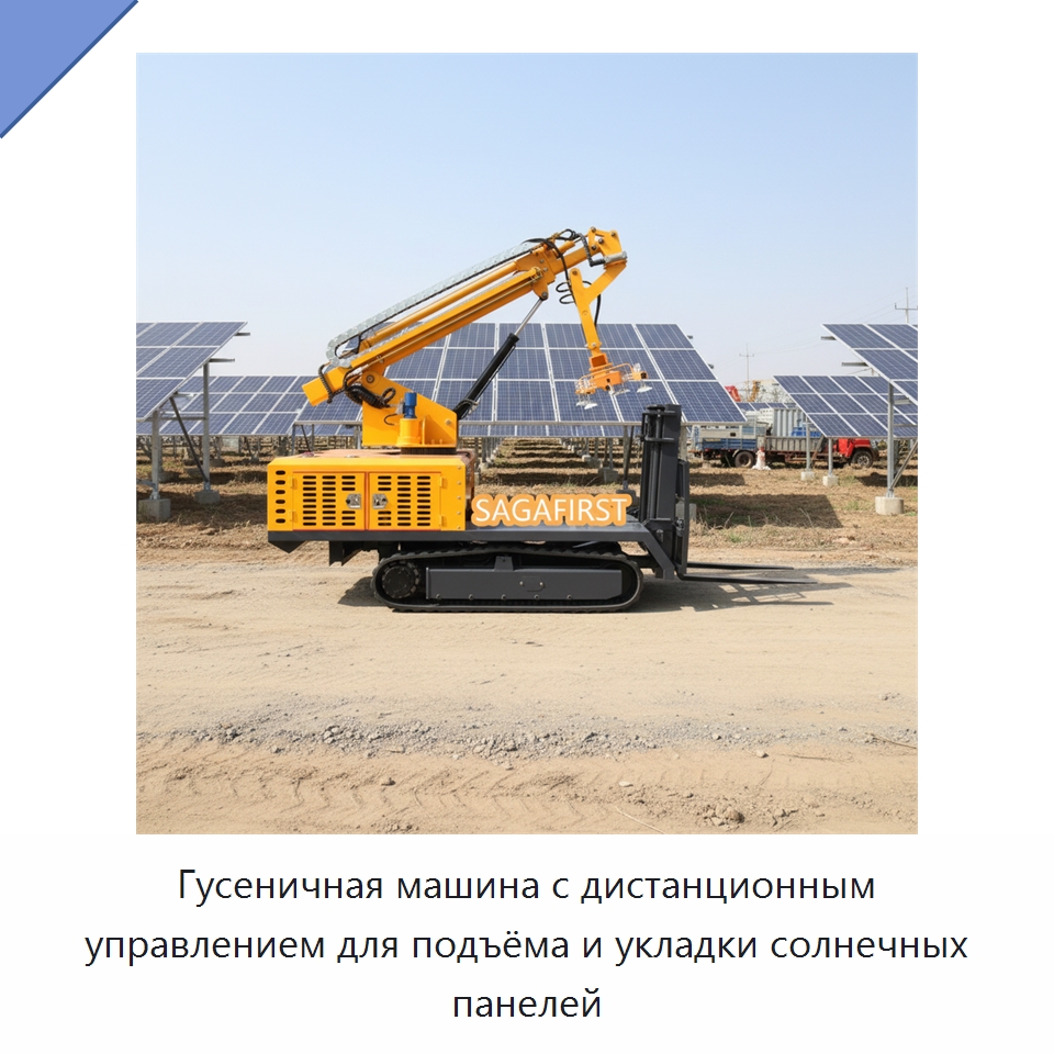 Гусеничная машина с дистанционным управлением для подъёма и укладки солнечных панелей — Вакуумные грузозахваты