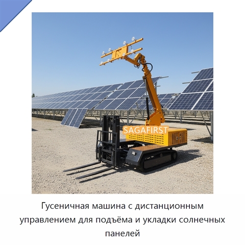 Гусеничная машина с дистанционным управлением для подъёма и укладки солнечных панелей