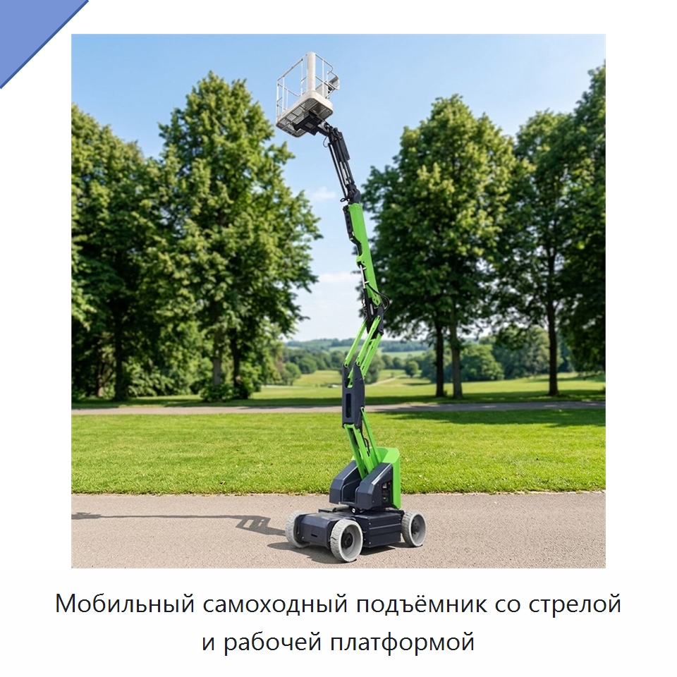 Мобильный самоходный подъёмник со стрелой и рабочей платформой — Подъемные столы