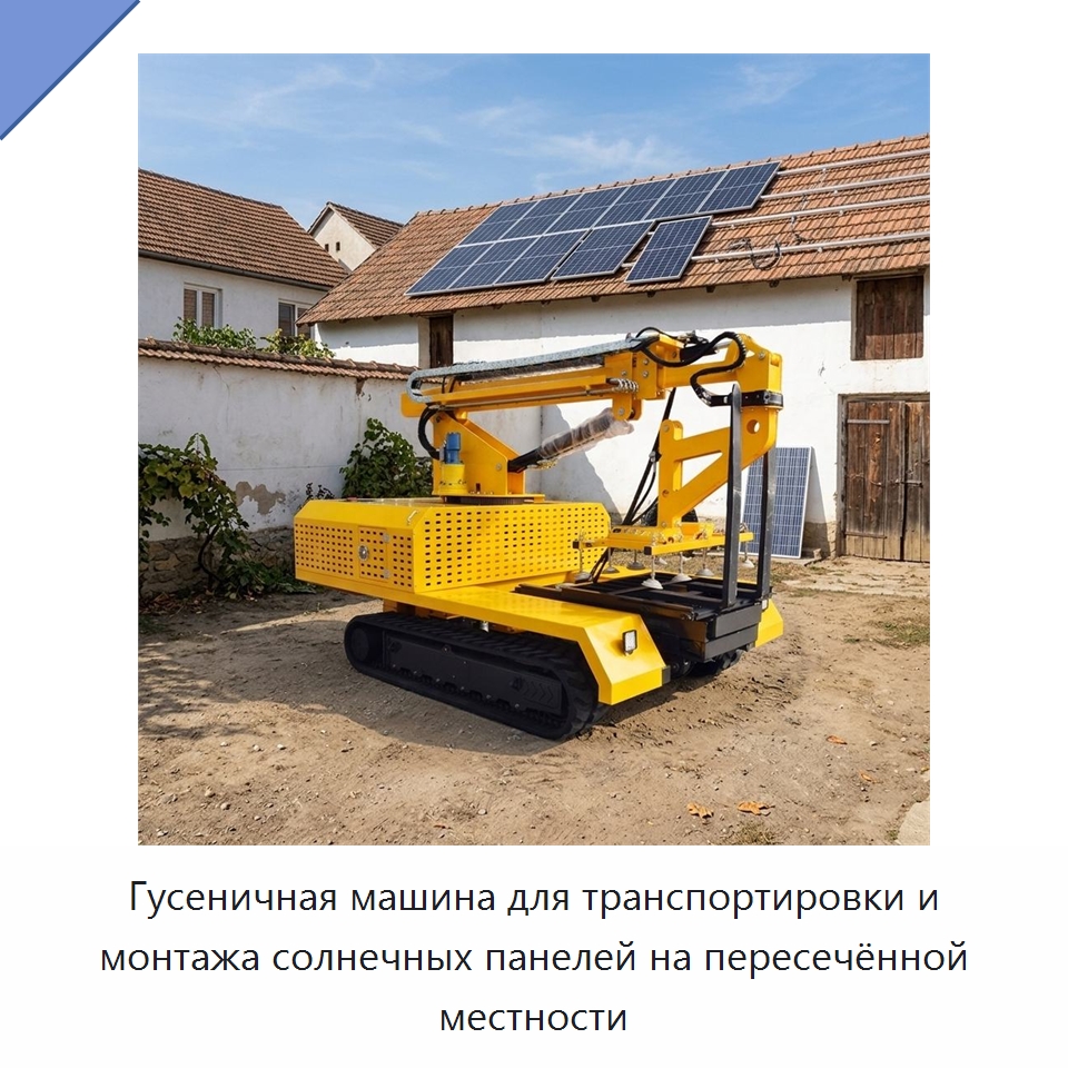 Гусеничная машина для транспортировки и монтажа солнечных панелей на пересечённой местности — Вакуумные грузозахваты