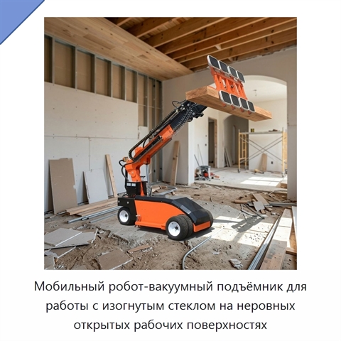 Мобильный робот-вакуумный подъёмник для работы с изогнутым стеклом на неровных открытых рабочих поверхностях