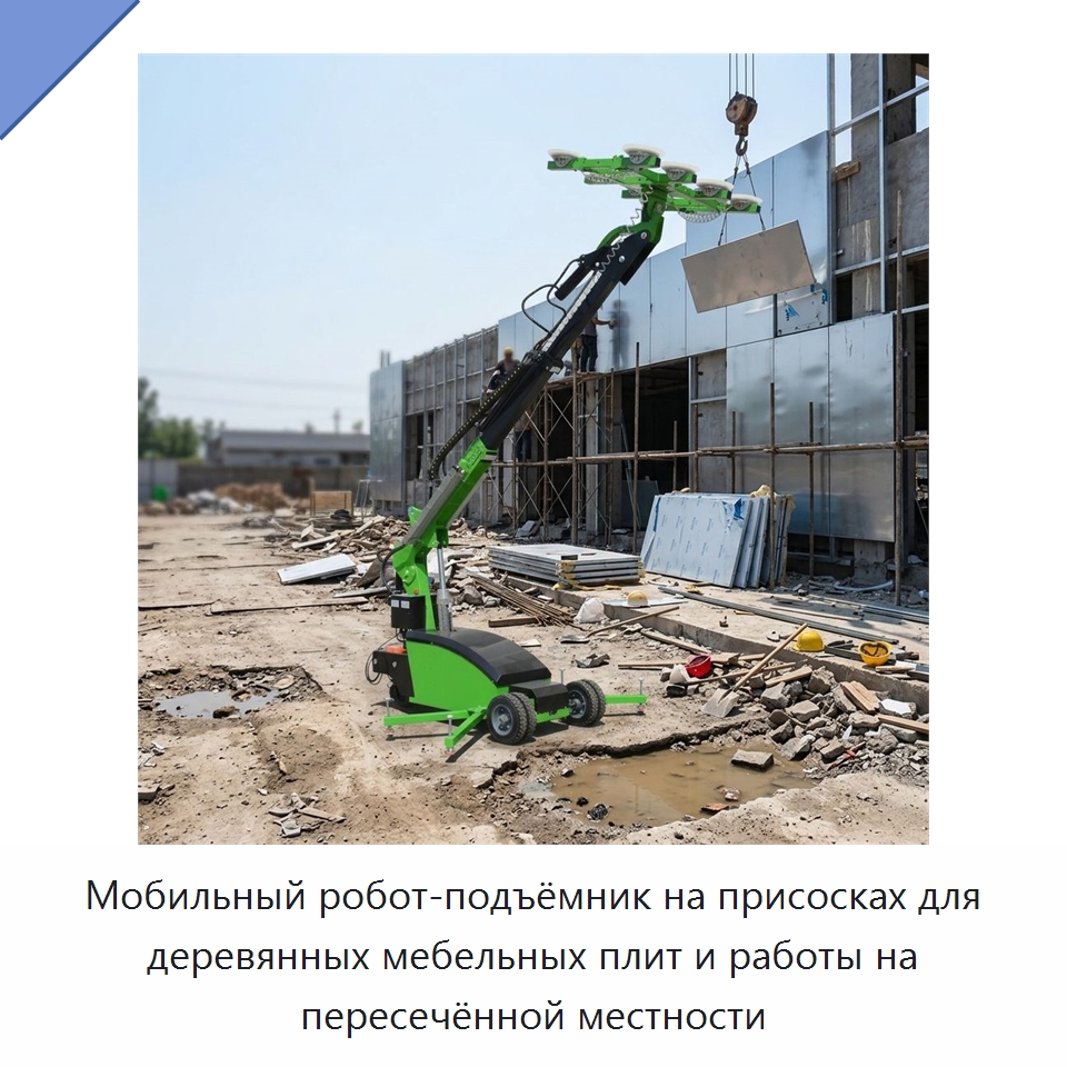 Мобильный робот-подъёмник на присосках для деревянных мебельных плит и работы на пересечённой местности — Вакуумные грузозахваты