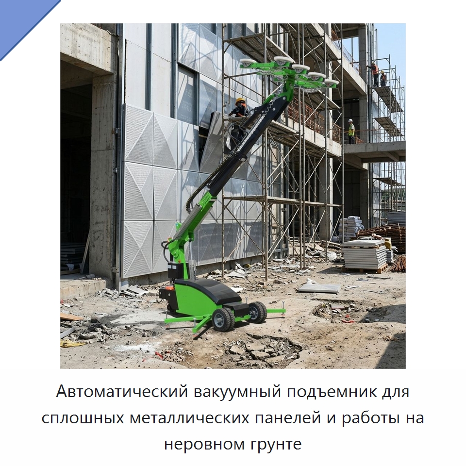 Автоматический вакуумный подъемник для сплошных металлических панелей и работы на неровном грунте — Вакуумные грузозахваты