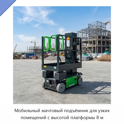 Мобильный мачтовый подъёмник для узких помещений с высотой платформы 8 м