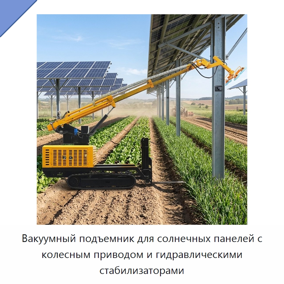 Вакуумный подъемник для солнечных панелей с колесным приводом и гидравлическими стабилизаторами — Вакуумные грузозахваты