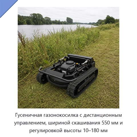 Гусеничная газонокосилка с дистанционным управлением, шириной скашивания 550 мм и регулировкой высоты 10–180 мм