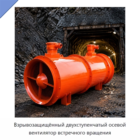 Взрывозащищённый двухступенчатый осевой вентилятор встречного вращения