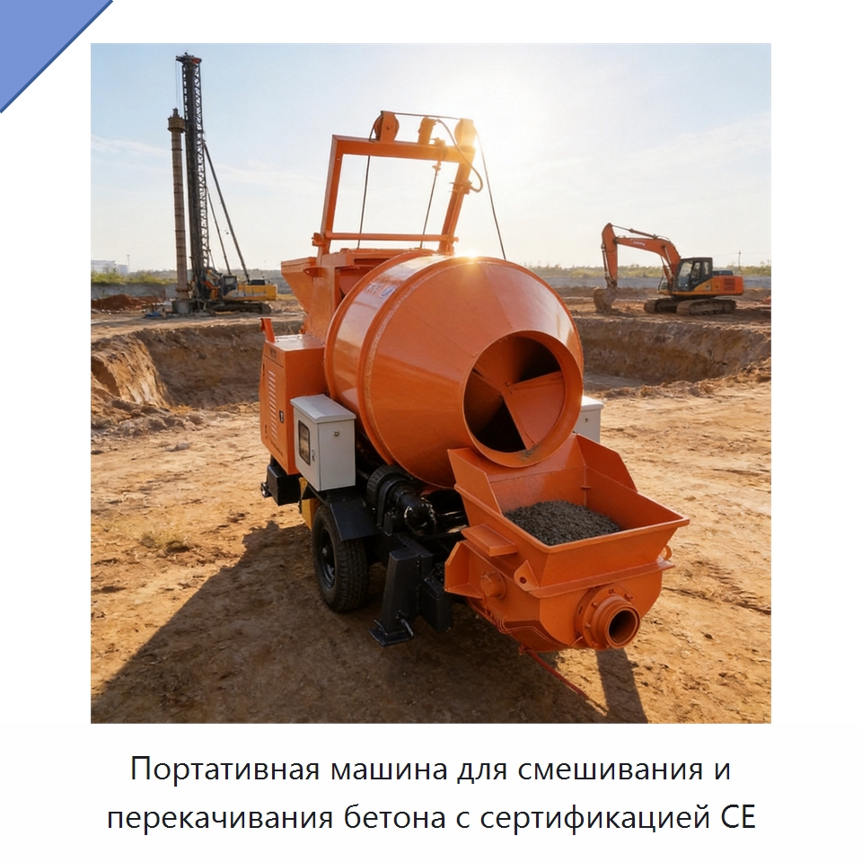 Портативная машина для смешивания и перекачивания бетона с сертификацией CE — Оборудование для работы с бетоном