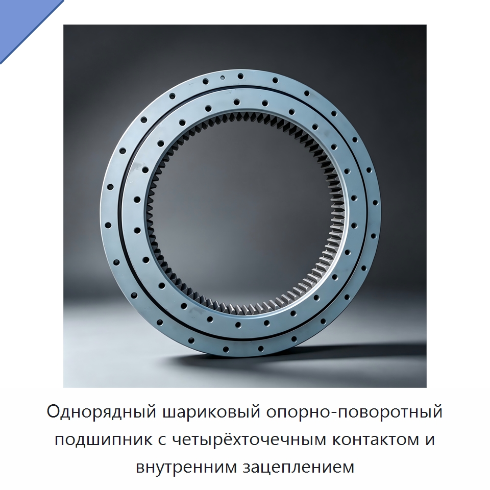 Однорядный шариковый опорно-поворотный подшипник с четырёхточечным контактом и внутренним зацеплением — Опорно-поворотные подшипники