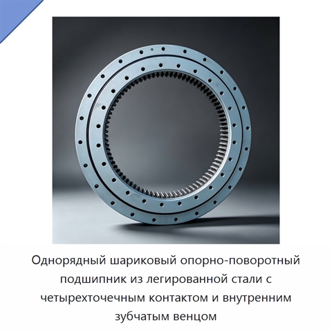 Однорядный шариковый опорно-поворотный подшипник из легированной стали с четырехточечным контактом и внутренним зубчатым венцом