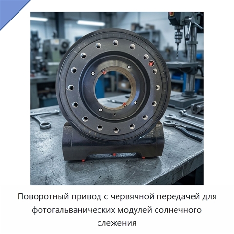 Поворотный привод с червячной передачей для фотогальванических модулей солнечного слежения