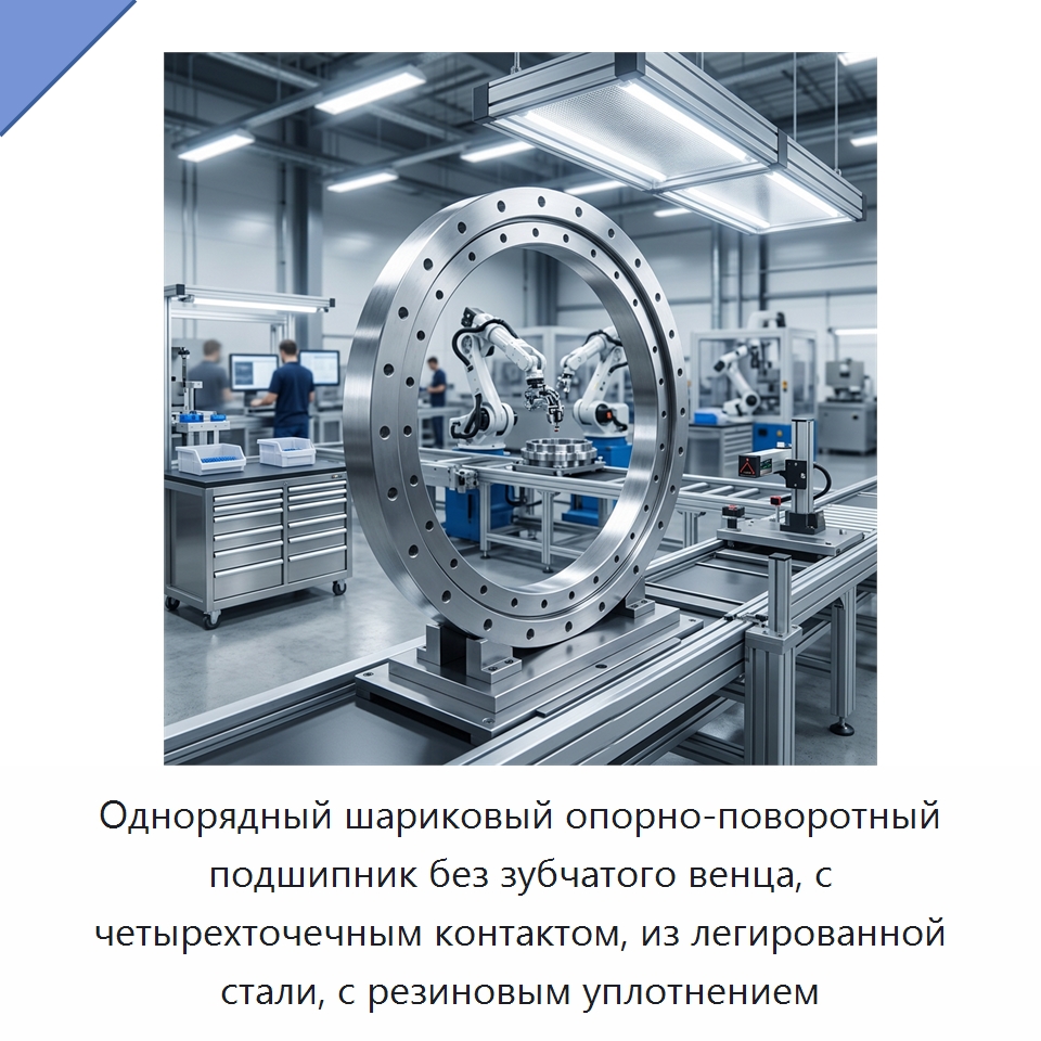 Однорядный шариковый опорно-поворотный подшипник без зубчатого венца, с четырехточечным контактом, из легированной стали, с резиновым уплотнением — Опорно-поворотные подшипники