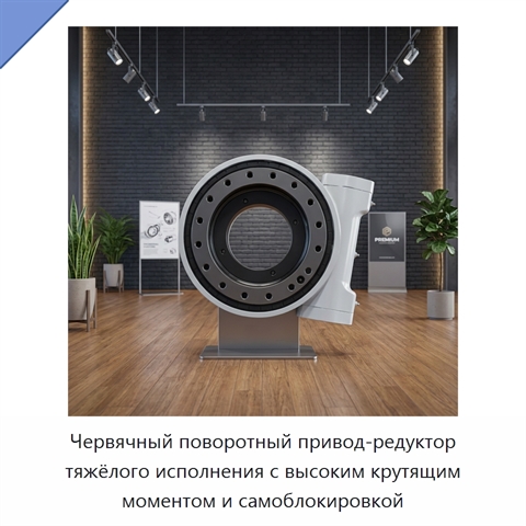 Червячный поворотный привод-редуктор тяжёлого исполнения с высоким крутящим моментом и самоблокировкой
