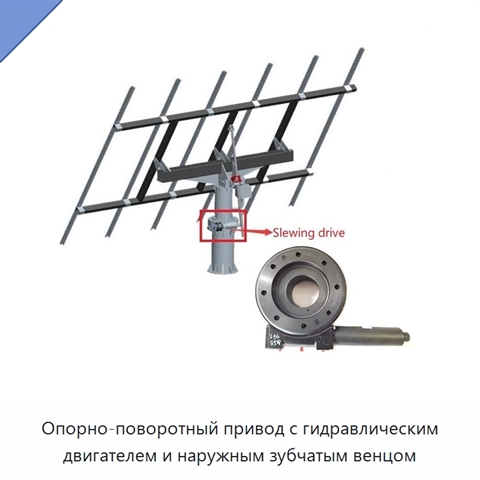 Опорно-поворотный привод с гидравлическим двигателем и наружным зубчатым венцом