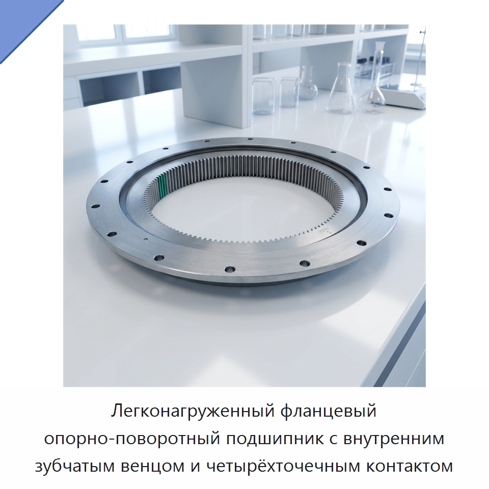 Легконагруженный фланцевый опорно-поворотный подшипник с внутренним зубчатым венцом и четырёхточечным контактом — Опорно-поворотные подшипники