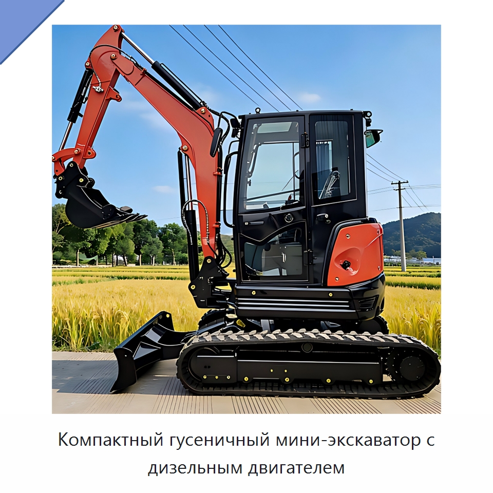 Компактный гусеничный мини-экскаватор с дизельным двигателем — Землеройная техника