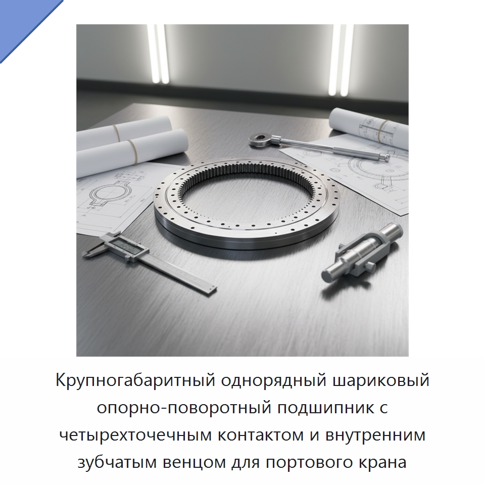 Крупногабаритный однорядный шариковый опорно-поворотный подшипник с четырехточечным контактом и внутренним зубчатым венцом для портового крана — Опорно-поворотные подшипники