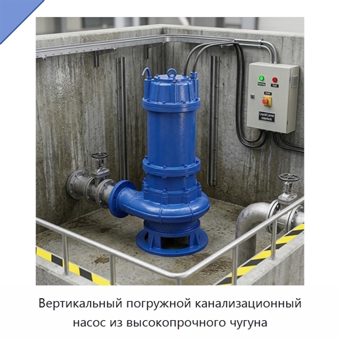 Вертикальный погружной канализационный насос из высокопрочного чугуна