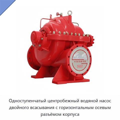 Одноступенчатый центробежный водяной насос двойного всасывания с горизонтальным осевым разъёмом корпуса