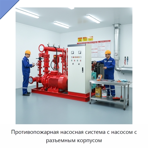 Противопожарная насосная система с насосом с разъемным корпусом