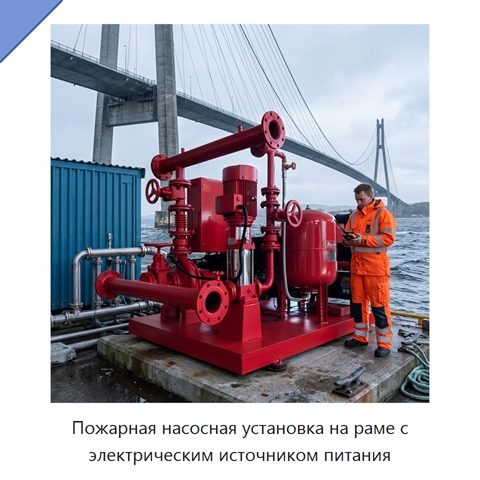 Пожарная насосная установка на раме с электрическим источником питания