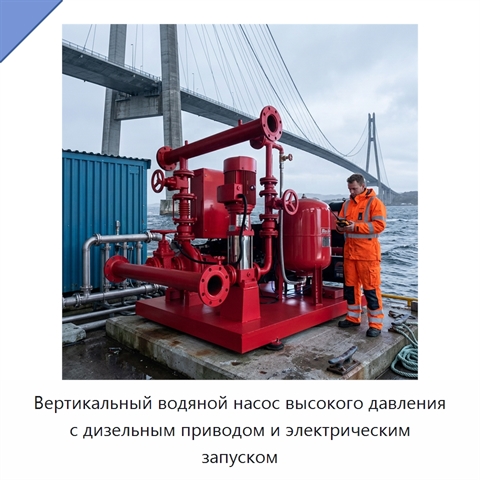 Вертикальный водяной насос высокого давления с дизельным приводом и электрическим запуском