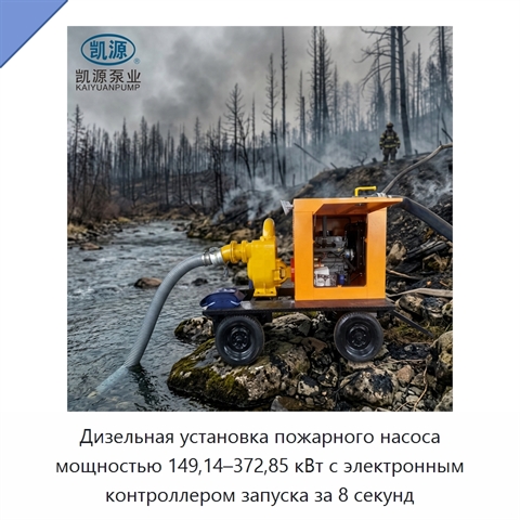 Дизельная установка пожарного насоса мощностью 149,14–372,85 кВт с электронным контроллером запуска за 8 секунд