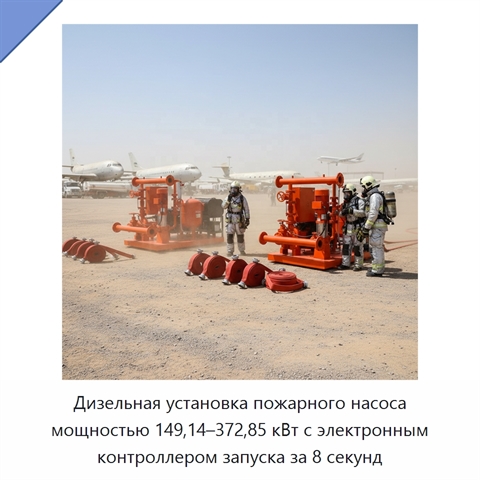Дизельная установка пожарного насоса мощностью 149,14–372,85 кВт с электронным контроллером запуска за 8 секунд