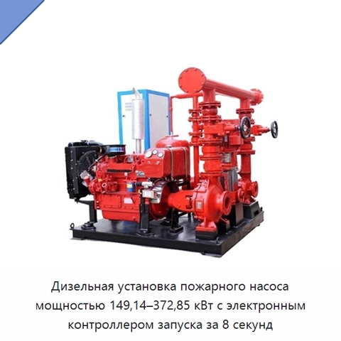 Дизельная установка пожарного насоса мощностью 149,14–372,85 кВт с электронным контроллером запуска за 8 секунд