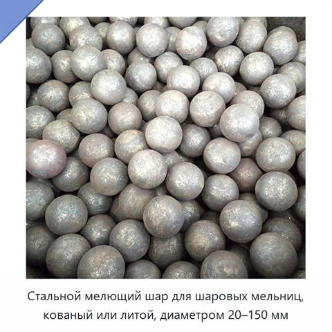 Стальной мелющий шар для шаровых мельниц, кованый или литой, диаметром 20–150 мм