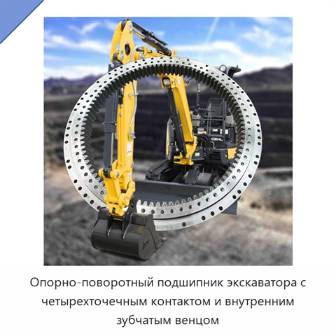 Опорно-поворотный подшипник экскаватора с четырехточечным контактом и внутренним зубчатым венцом