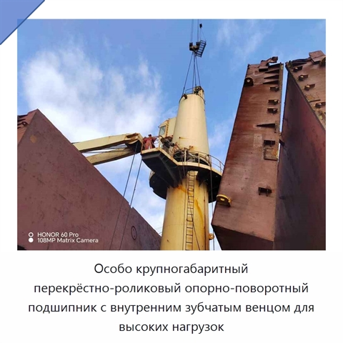 Особо крупногабаритный перекрёстно-роликовый опорно-поворотный подшипник с внутренним зубчатым венцом для высоких нагрузок