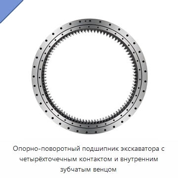 Опорно-поворотный подшипник экскаватора с четырёхточечным контактом и внутренним зубчатым венцом