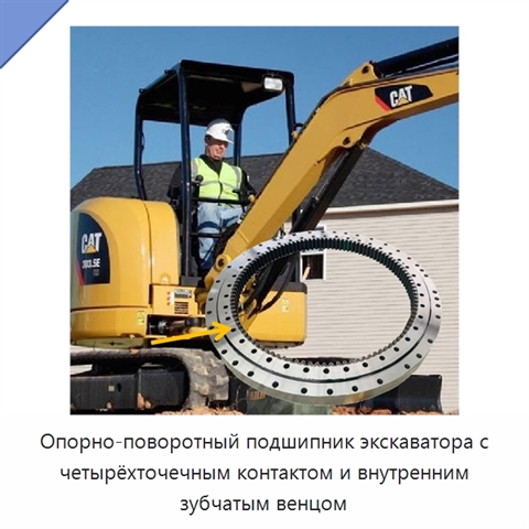 Опорно-поворотный подшипник экскаватора с четырёхточечным контактом и внутренним зубчатым венцом
