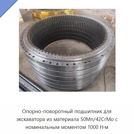 Опорно-поворотный подшипник для экскаватора из материала 50Mn/42CrMo с номинальным моментом 1000 Н·м