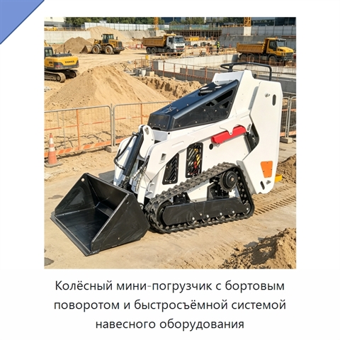 Колёсный мини-погрузчик с бортовым поворотом и быстросъёмной системой навесного оборудования
