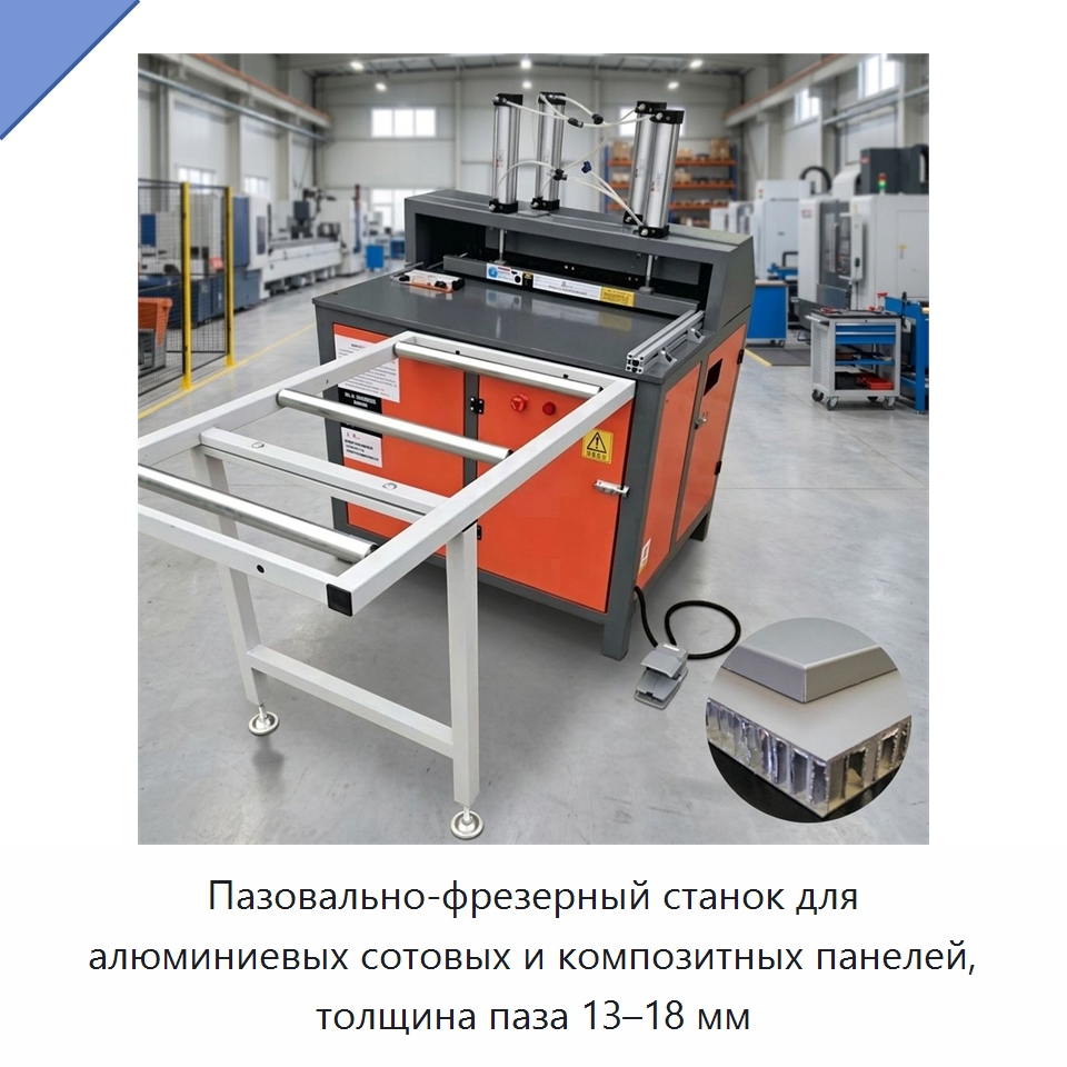Пазовально-фрезерный станок для алюминиевых сотовых и композитных панелей, толщина паза 13–18 мм — Пильные станки по дереву