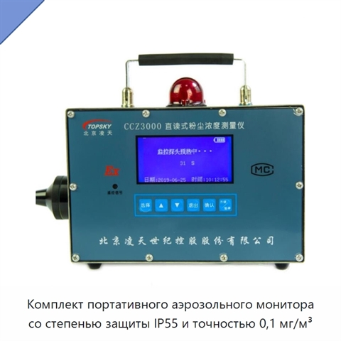 Комплект портативного аэрозольного монитора со степенью защиты IP55 и точностью 0,1 мг/м³