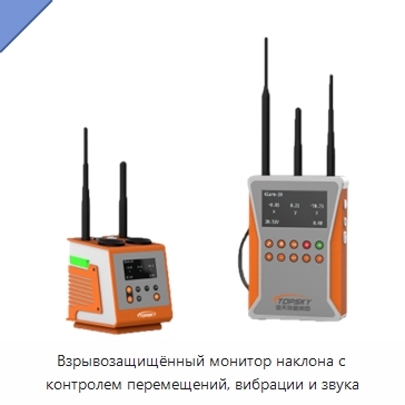 Взрывозащищённый монитор наклона с контролем перемещений, вибрации и звука