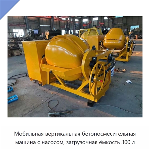 Мобильная вертикальная бетоносмесительная машина с насосом, загрузочная ёмкость 300 л