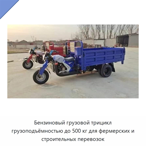 Бензиновый грузовой трицикл грузоподъёмностью до 500 кг для фермерских и строительных перевозок
