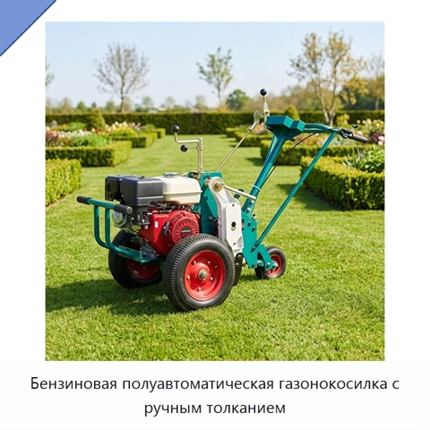 Бензиновая полуавтоматическая газонокосилка с ручным толканием
