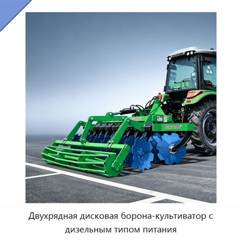 Двухрядная дисковая борона-культиватор с дизельным типом питания