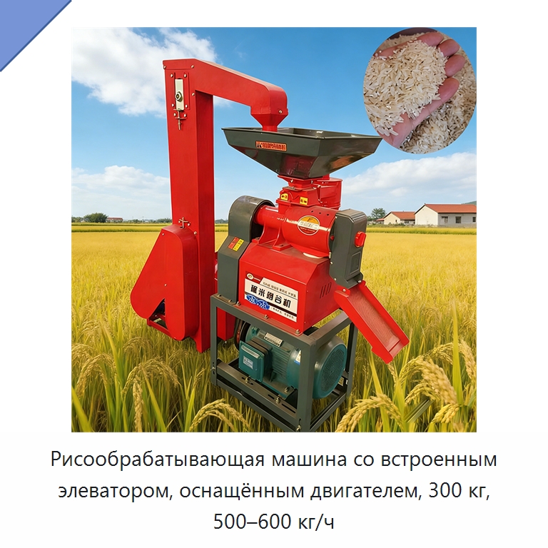 Рисообрабатывающая машина со встроенным элеватором, оснащённым двигателем, 300 кг, 500–600 кг/ч — Grain Processing Machinery