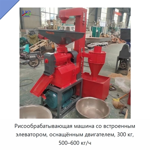 Рисообрабатывающая машина со встроенным элеватором, оснащённым двигателем, 300 кг, 500–600 кг/ч