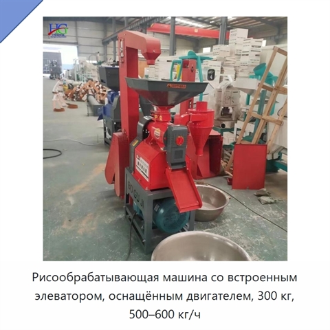Рисообрабатывающая машина со встроенным элеватором, оснащённым двигателем, 300 кг, 500–600 кг/ч